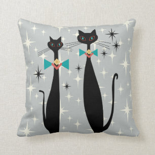 Retro Atomic Era Mid Century Modern MCM Cool Cats Cushion