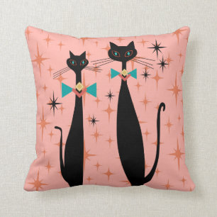 Retro Atomic Era Mid Century Modern MCM Cool Cats Cushion