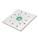Retro Atomic Era Starburst Mid Century Modern Tile<br><div class="desc">This fabulous mid century modern decorative tile features an atomic starburst in the colours of turquoise blue,  two shades of orange,  cream,  and black. This will make a colourful addition to your decor!</div>