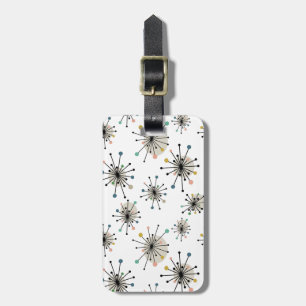 Retro Atomic Era Starburst Pattern Mid Century Luggage Tag