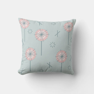 Retro Atomic Flowers Green Pink Cushion