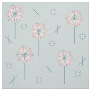 Retro Atomic Flowers Green Pink Fabric