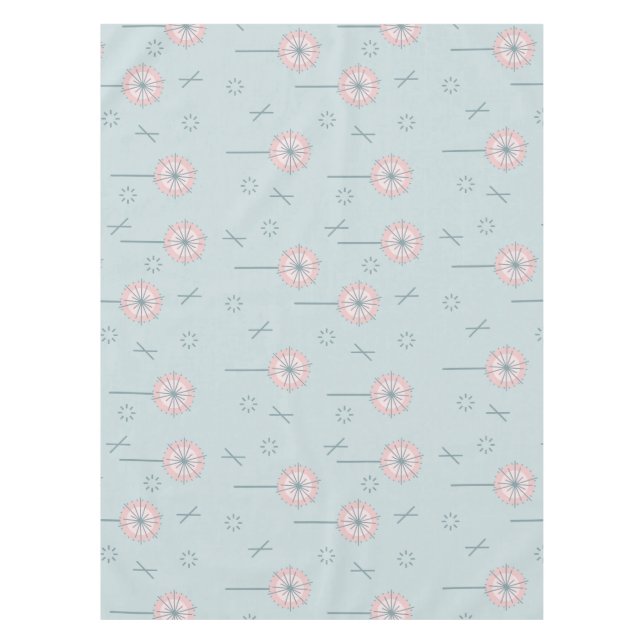 Retro Atomic Flowers Green Pink Tablecloth (Front)