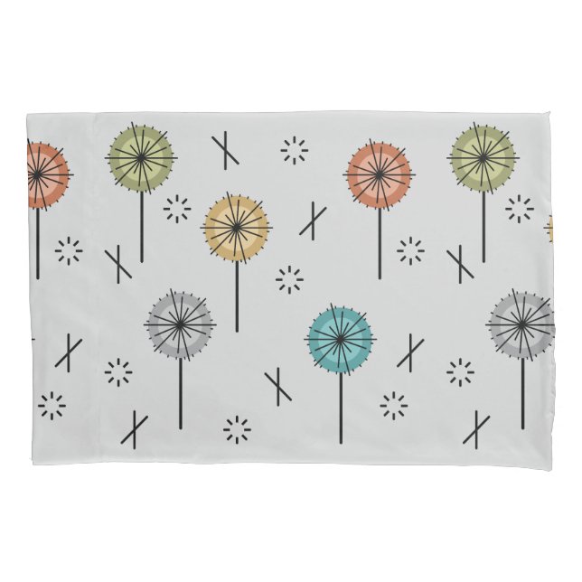 Retro Atomic Flowers Multicolored Pillowcase (Front)