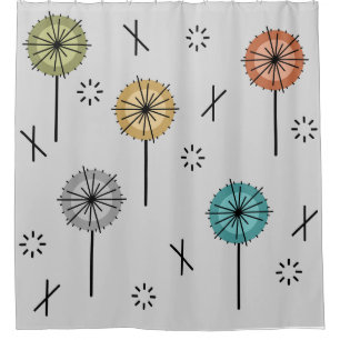 Retro Atomic Flowers Multicolored Shower Curtain