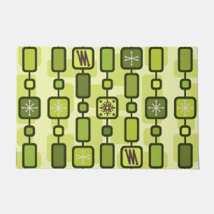 Retro Atomic Geometric Art Chartreuse Doormat