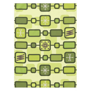 Retro Atomic Geometric Art Chartreuse Tablecloth