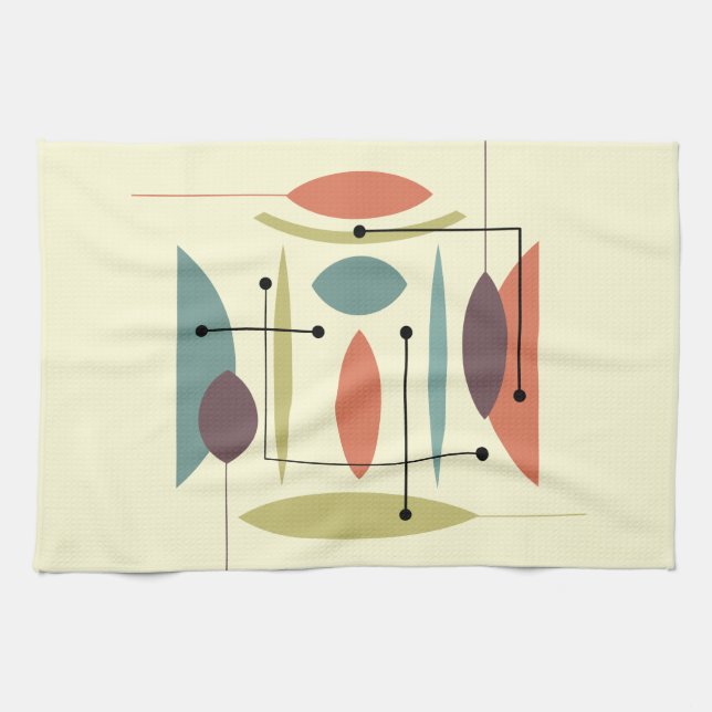 Retro Atomic Hip Abstract Tea Towel (Horizontal)