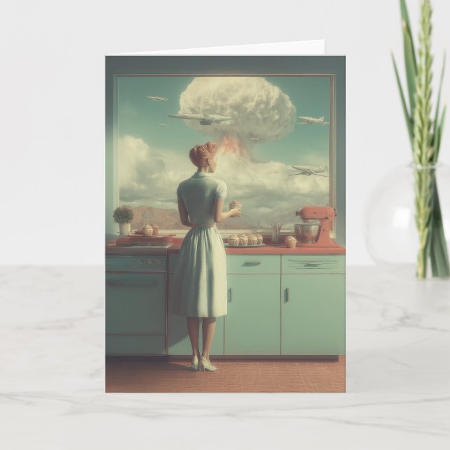 Retro Atomic Kitchen Surreal Art Card (Front)