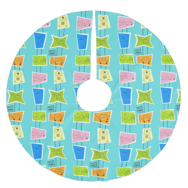 Retro Atomic Kitsch Christmas Tree Skirt (Front)