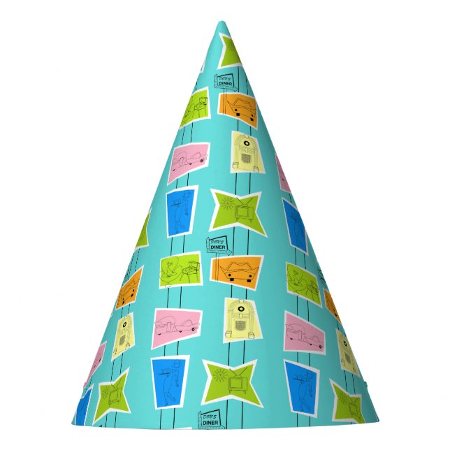 Retro Atomic Kitsch Party Hat (Front)