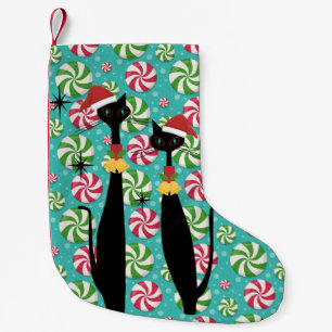 Retro Atomic MCM Cool Cats & Peppermints Small Christmas Stocking