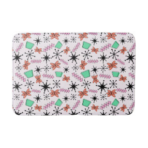 Retro Atomic MCM Pink Orange Green Black Bath Mat