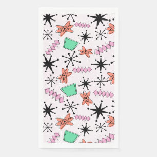 Retro Atomic MCM Pink Orange Green Black Napkin