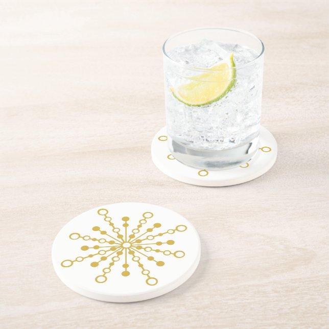 Retro Atomic Mid-Century Design Gold Colour Custom Coaster (Side)