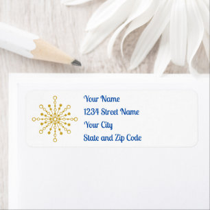 Retro Atomic Mid-Century Mod Blue Gold Starburst 