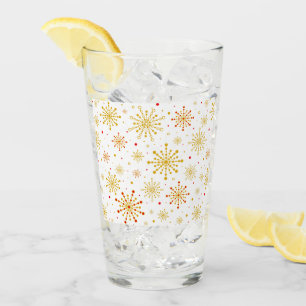 Retro Atomic Mid-Century Mod Red & Gold Starburst Glass