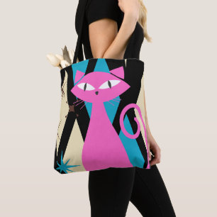 Retro Atomic Mid Century Modern MCM Cool Cat Tote Bag