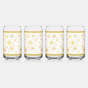 Retro Atomic Mid-Century Modern Red & Gold  Can Glass