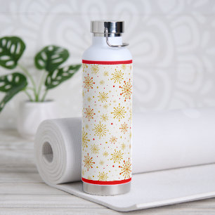 Retro Atomic Mid-Century Modern Red & Gold Colours Water Bottle