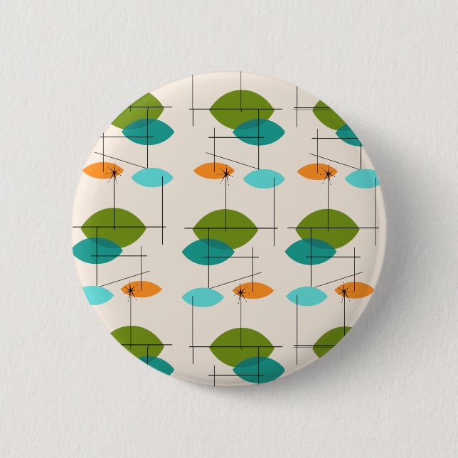 Retro Atomic Mobile Pattern Button (Front)