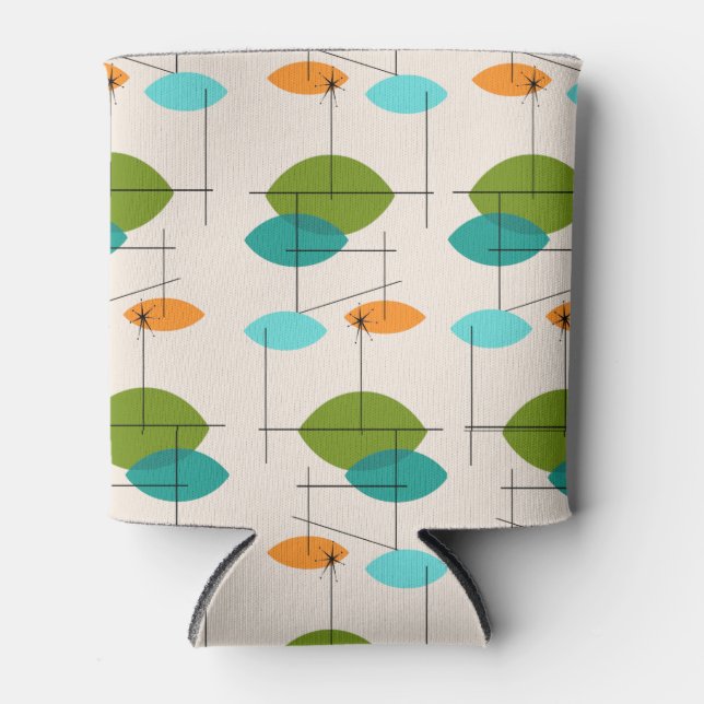 Retro Atomic Mobile Pattern Custom Can Cooler (Front)