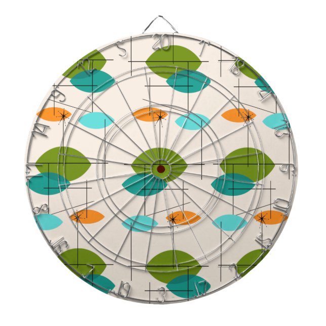 Retro Atomic Mobile Pattern Dart Board (Front)