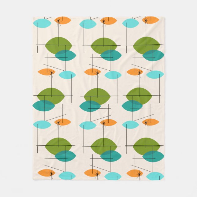 Retro Atomic Mobile Pattern Fleece Blanket (Front)