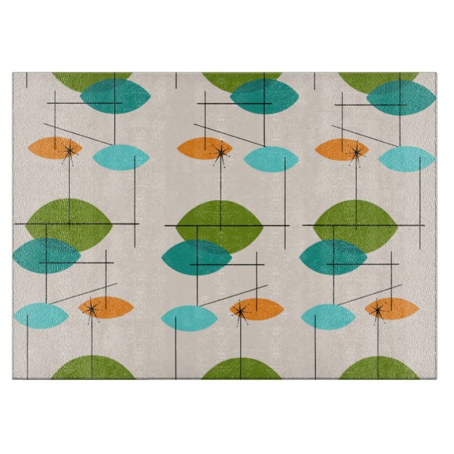 Retro Atomic Mobile Pattern Glass Cutting Board (Front)