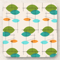 Retro Atomic Mobile Pattern Hard Plastic Coasters