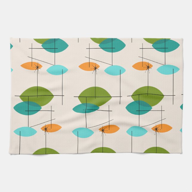 Retro Atomic Mobile Pattern Kitchen Towel (Horizontal)