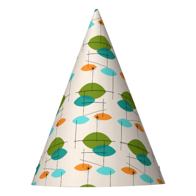 Retro Atomic Mobile Pattern Party Hat (Front)
