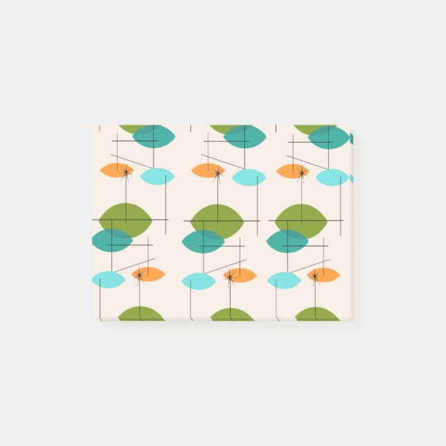 Retro Atomic Mobile Pattern Pocket Post It Notes (Front)