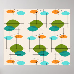 Retro Atomic Mobile Pattern Poster