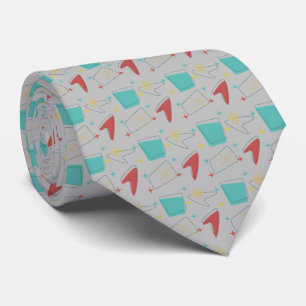 Retro Atomic Pattern on light grey Tie
