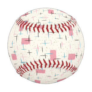 Retro Atomic Pink Pattern Baseball