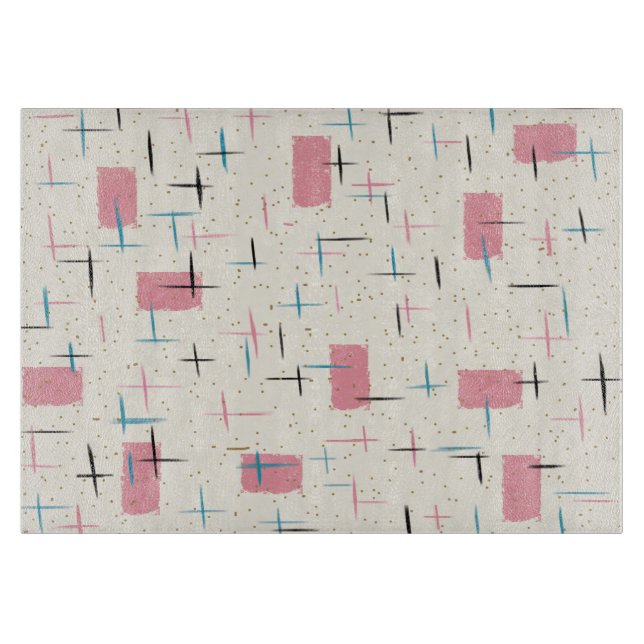 Retro Atomic Pink Pattern Cutting Board (Front)