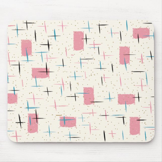 Retro Atomic Pink Pattern Mousepad (Front)