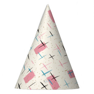 Retro Atomic Pink Pattern Party Hat