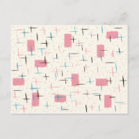 Retro Atomic Pink Pattern Postcard