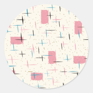 Retro Atomic Pink Pattern Stickers