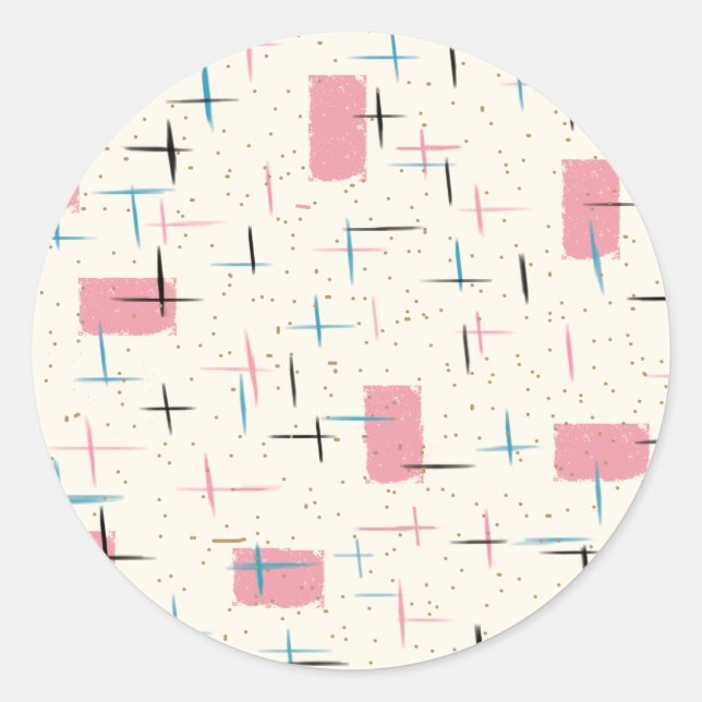 Retro Atomic Pink Pattern Stickers (Front)