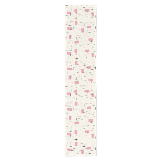 Retro Atomic Pink Pattern Table Runner (Front)