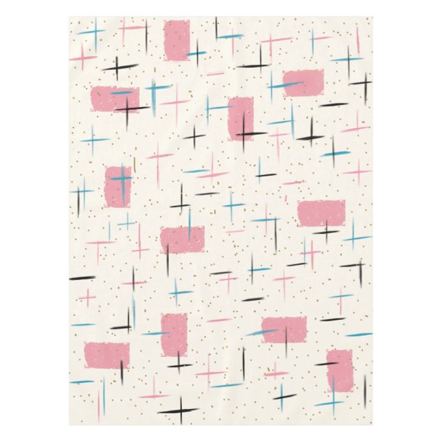 Retro Atomic Pink Pattern Tablecloth (Front)
