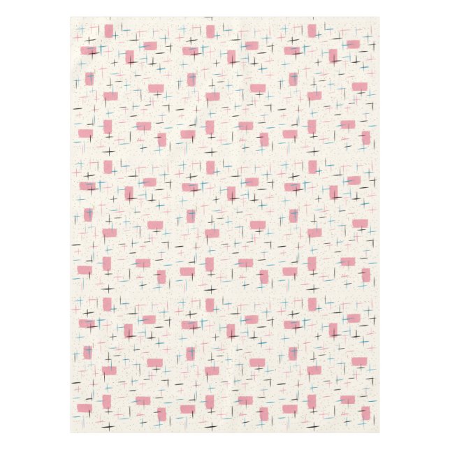 Retro Atomic Pink Pattern Tablecloth (Front)