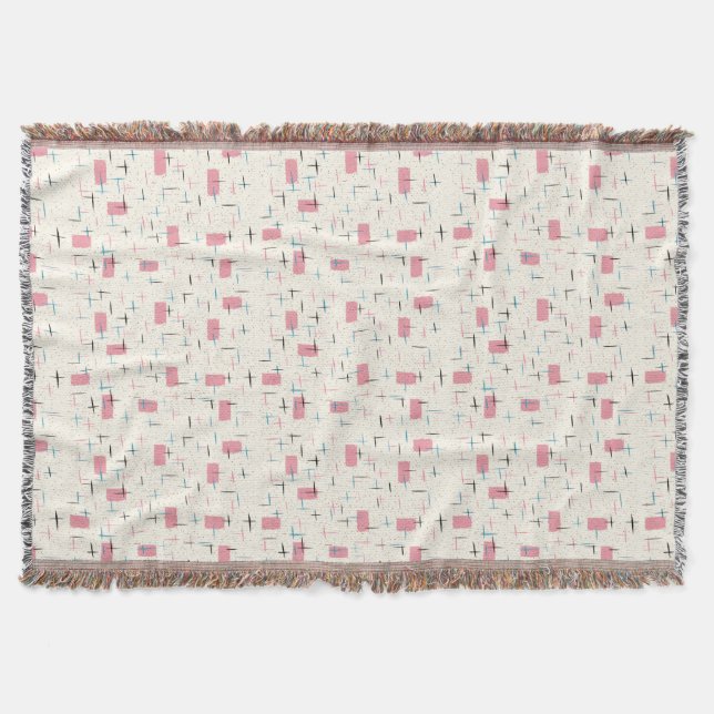 Retro Atomic Pink Pattern Throw Blanket (Front)