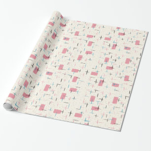Retro Atomic Pink Pattern Wrapping Paper