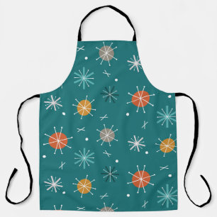 Retro Atomic Planets Starbursts Teal Apron