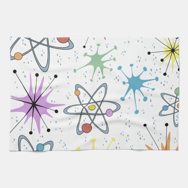 retro atomic.png tea towel (Horizontal)