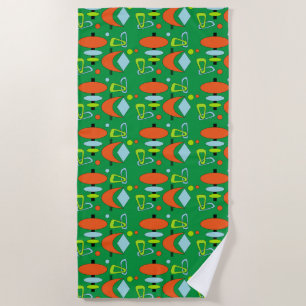 Retro Atomic Shapes Beach Towel